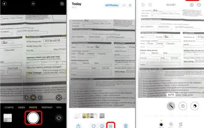 Jak zrobić zdjęcie ze zdjęcia? Aplikacja aparatu iPhone pokazuje opcje: film, zdjęcie, portret, panorama. Wybrano "Zdjęcie".