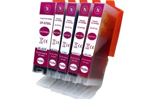 Zestaw tuszów do drukarki Canon Pixma MG7750: czarny, cyjan, magenta, żółty. Gotowe do użycia.