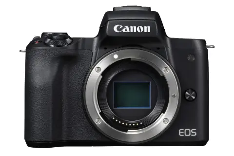 Czarny aparat Canon EOS M50 z widocznym sensorem. Idealny do uchwycenia każdej chwili.