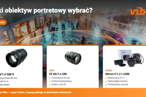 Jaki obiektyw do portretów wybrać? Poradnik prezentuje obiektywy Sony FE 85/1.4 GM II, Sony FE 50/1.4 GM i Canon 50mm f/1.2 L USM.