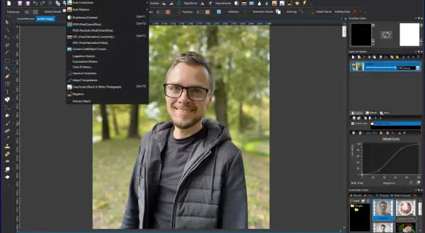 Darmowy program do obróbki zdjęć po polsku. Użyj menu "Adjustments" do poprawy kolorów i kontrastu portretu.